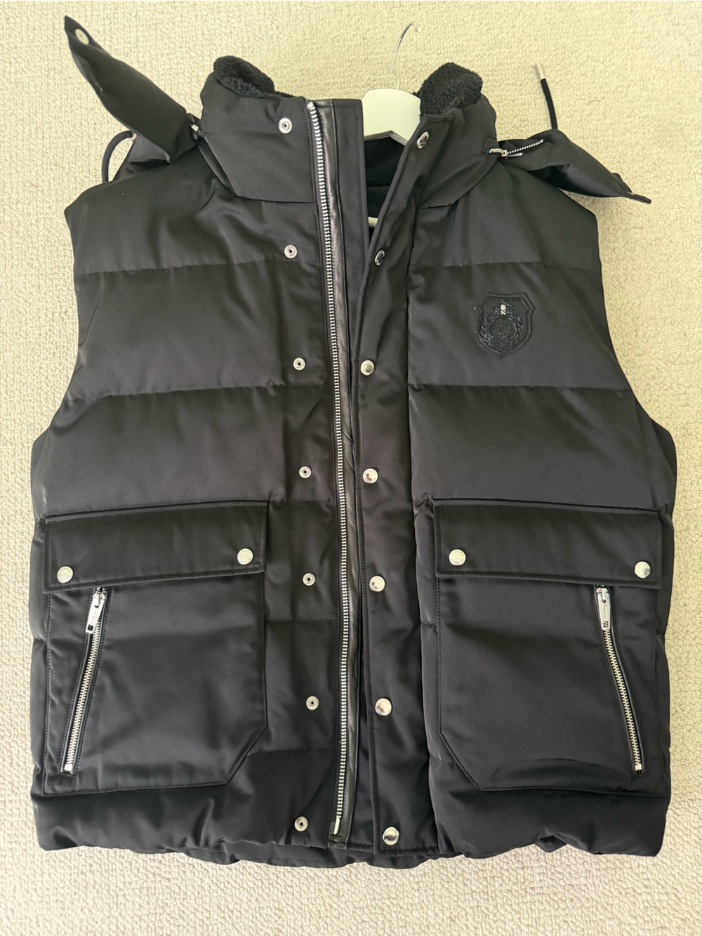 The Kooples Black Puffer Vest with Hood